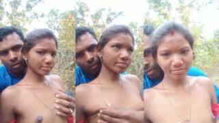 Image of Adivasi couples intimate encounter in the wild-Linkwallah.com