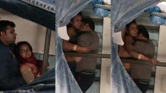 Image of Desi Newlyweds Sneakily Getting Intimate on a Train-Linkwallah.com